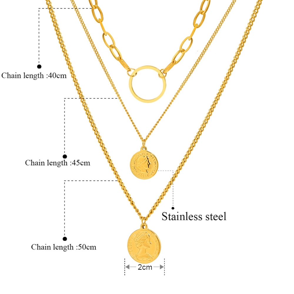Multilayered Queen Coin Portrait Pendant Necklace - Picture 5 of 5